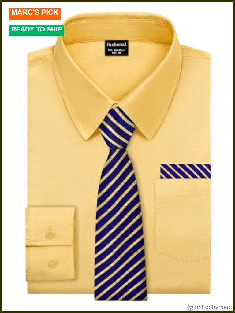 Men's Dress Shirt With Matching Tie And Handkerchief Set, S-4xl